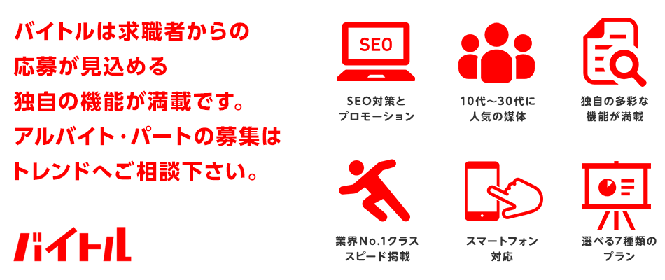 「バイトルで全く応募がない…」ならバイトル提案後90％以上の採用成功率があるトレンドイノベーションへ